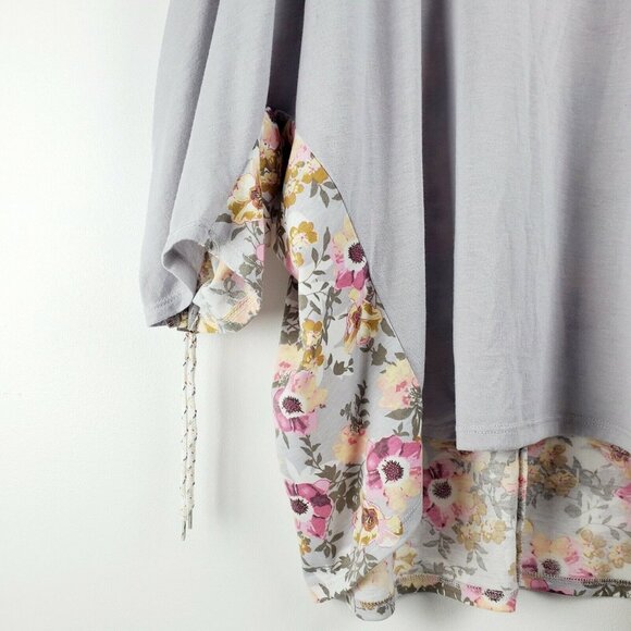 Umgee Women's Floral Hi Lo Oversize Peasant Top Toggle Cinching Sleeve Sz S EUC - Picture 3 of 9